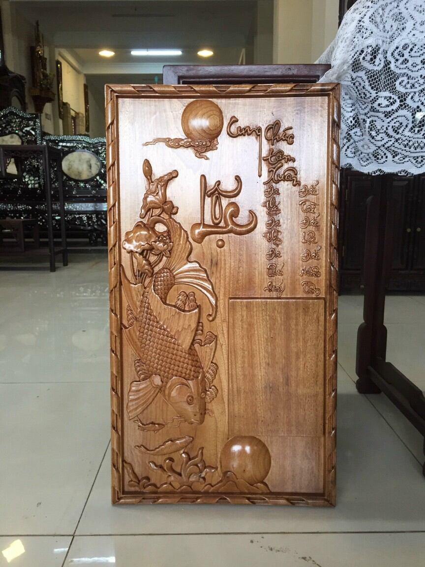 ĐỐC LỊCH cá chép thiếp vàng gỗ gụ