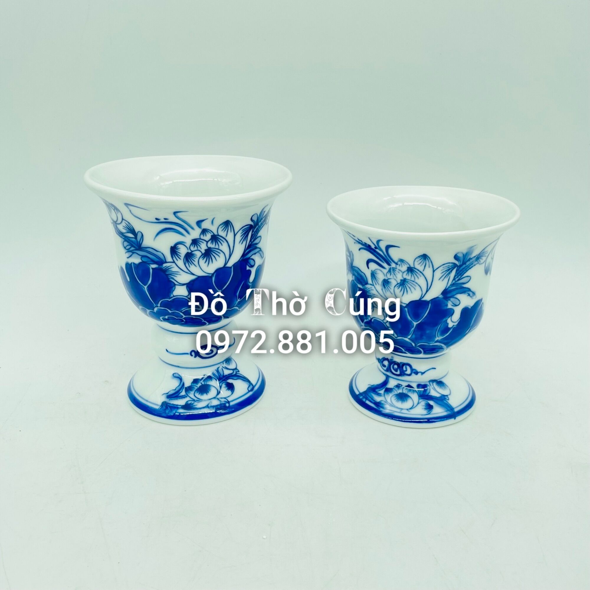 Ly đựng quả phật thủ sứ men lam