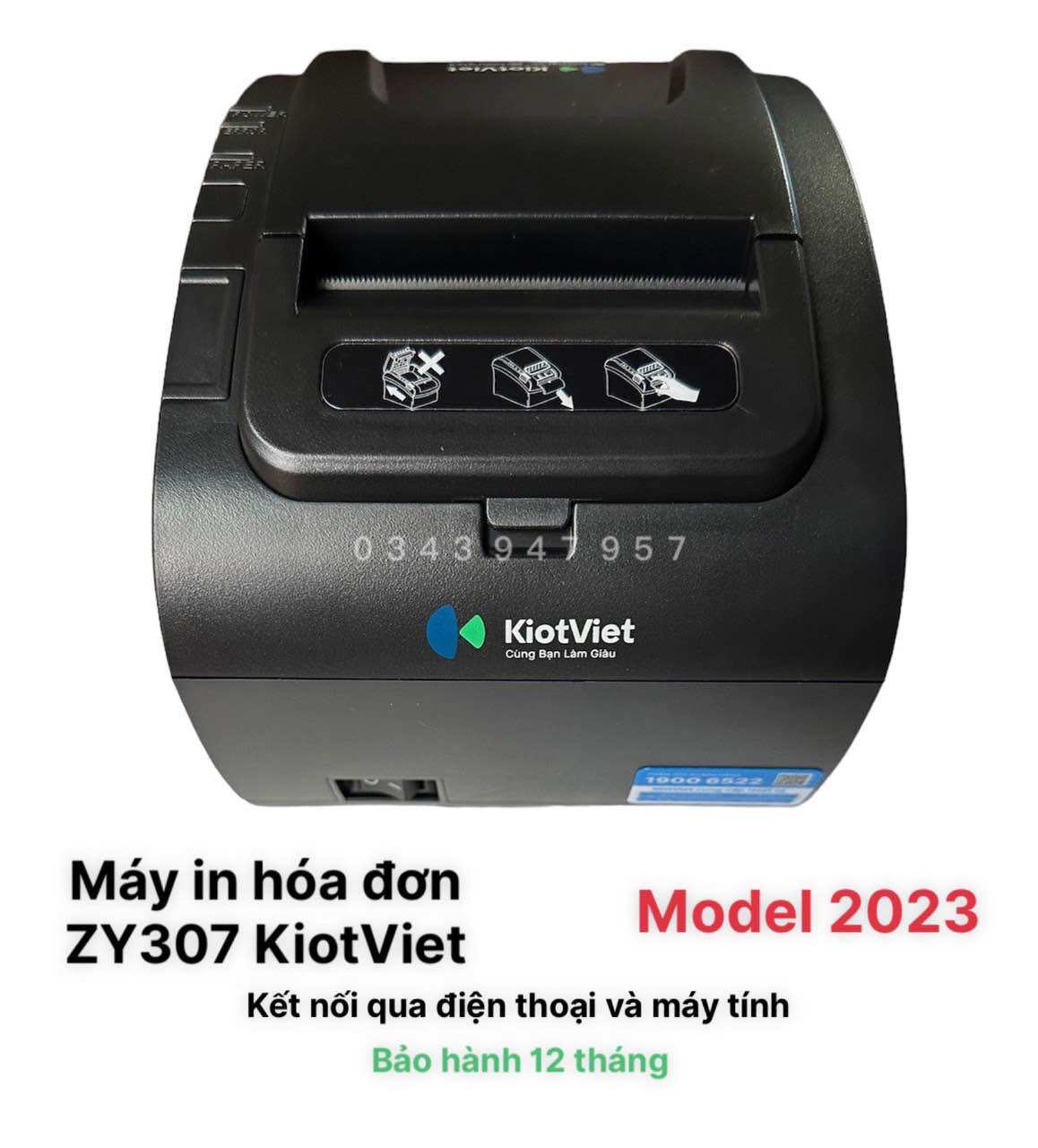 Máy in hoá đơn, bill nhiệt KPOS ZY307 CHÍNH HÃNG, máy in kết nối in hoá đơn qua điện thoại và máy tính khổ k80mm tự động cắt giấy