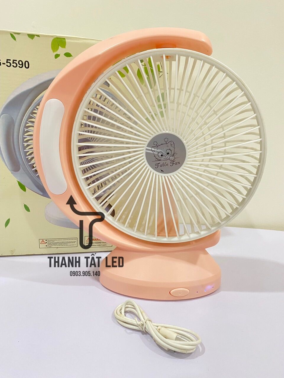 [HCM]Quạt để bàn Sạc Có Đèn Led Siêu Mát QG-5590