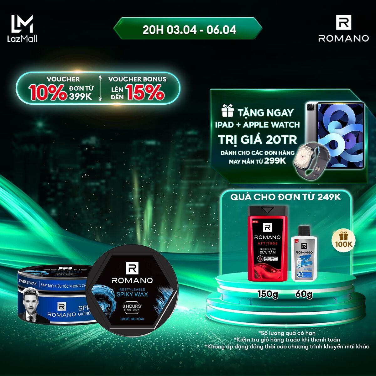 Sáp Tạo Kiểu Tóc Siêu Cứng Romano Spiky 68g