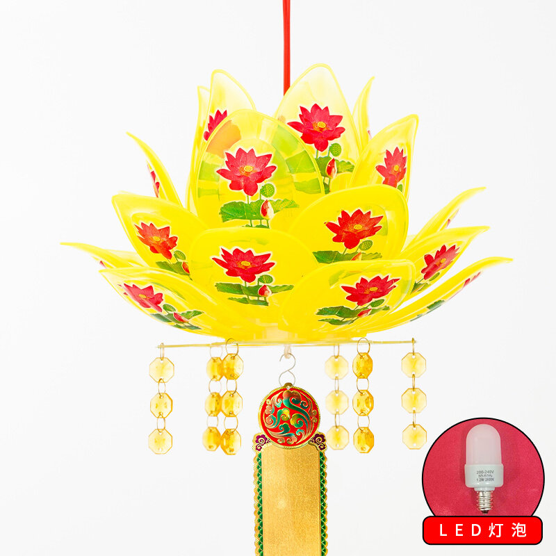 Đèn hoa sen bằng nhựa cho đền phật giáo và đồ trang trí nhà cửa đèn lồng ming dài để thờ phượng bồ tát và quan âm