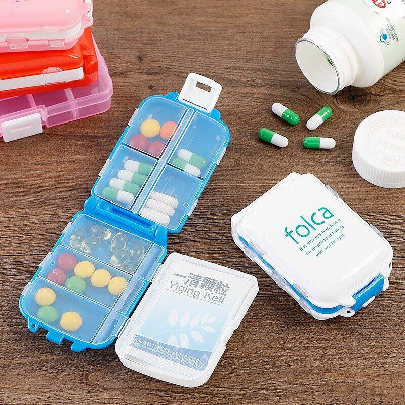 Hộp chia thuốc 3 tầng 8 ngăn nhỏ gọn tiện lợi