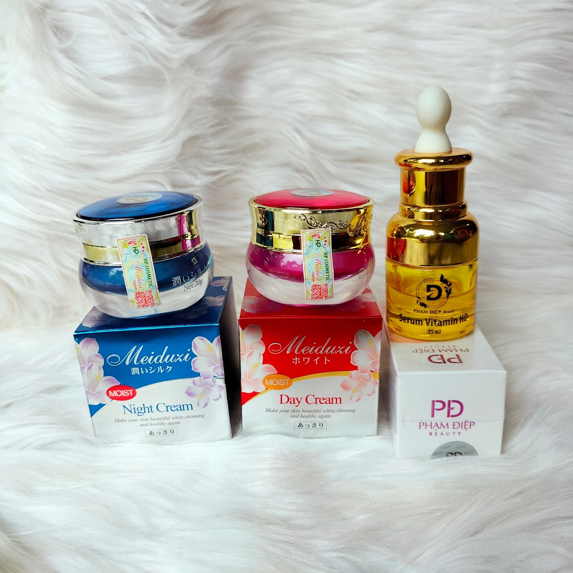 Combo kem face meiduzi nhật hp cosmetic và serum vitamin hd