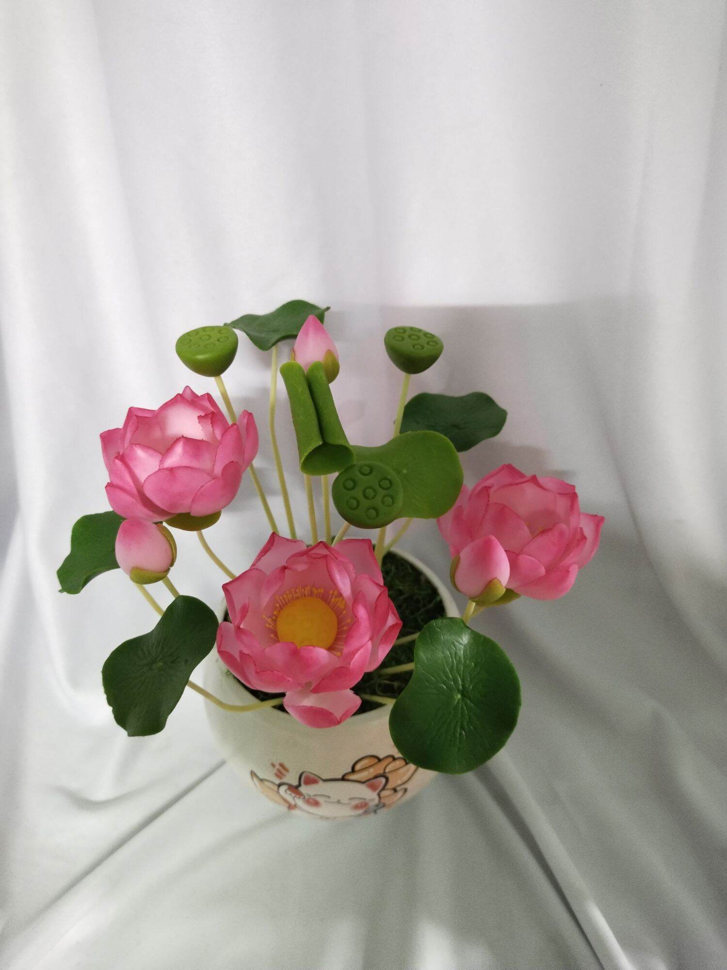 Chậu hoa sen đất sét mini