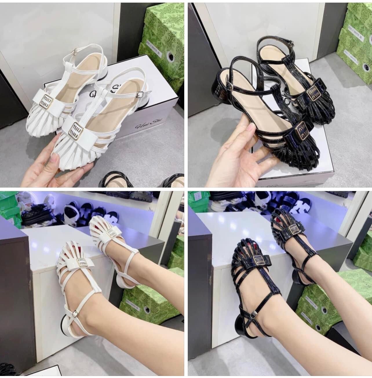 Giày sandal rọ da bóng full box