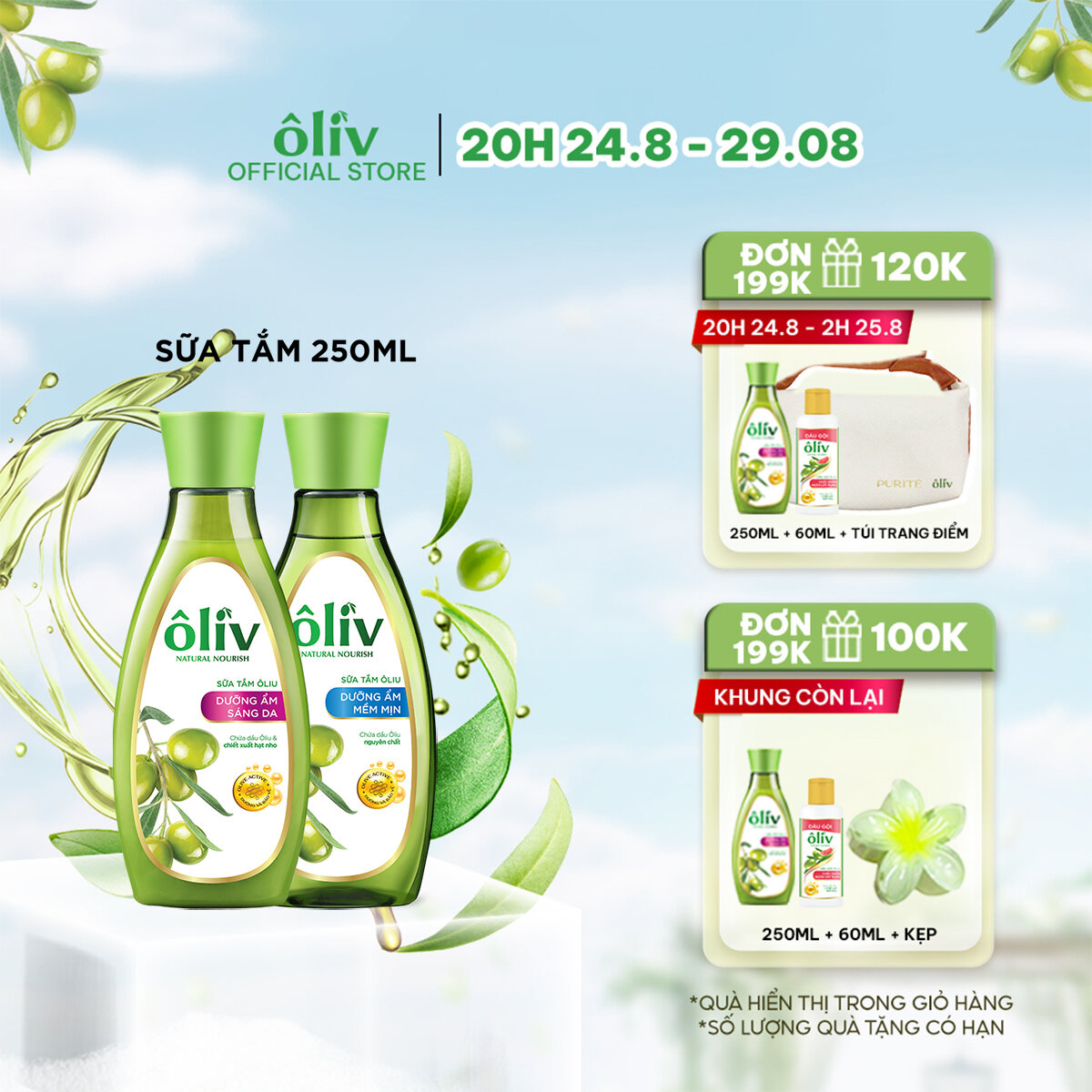 Sữa tắm ôliv dưỡng ẩm 250ml