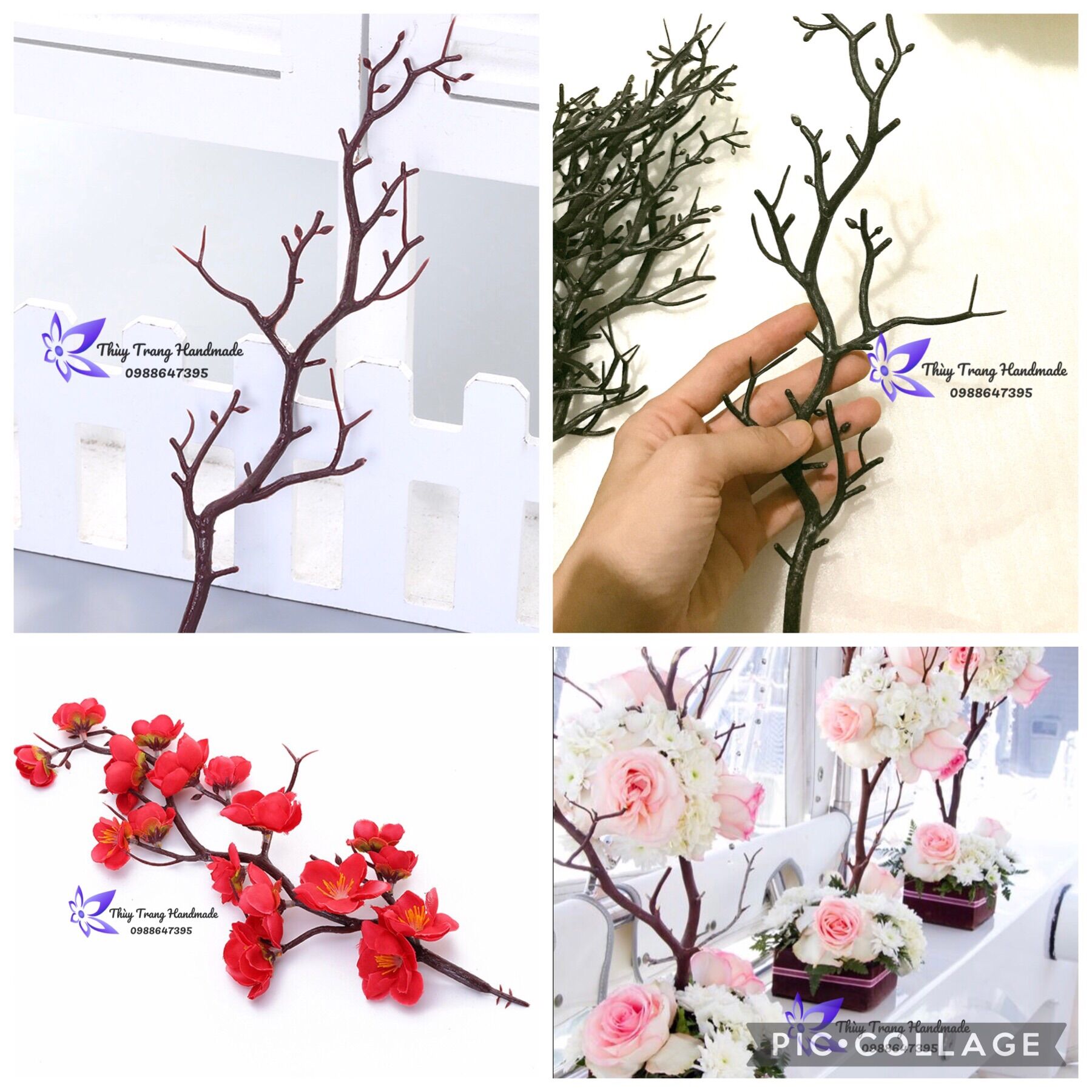 1 cành cây khô nhân tạo bằng nhựa 30cm dùng cho trang trí đa năng