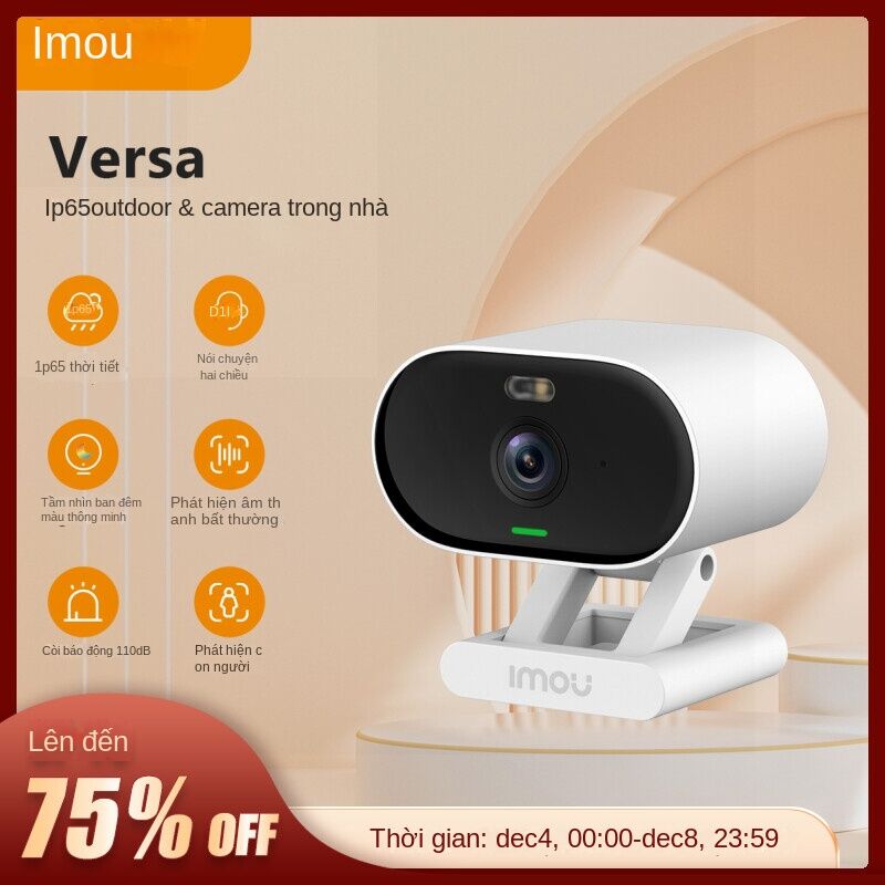 Imou Versa 2mp Wifi Trong Nhà Và Ngoài Trời Camera Ip Có Phát Hiện Con Người, Giám Sát An Ninh Tầm Nhìn Ban Đêm Màu Sắc, Chống Nước, Chịu Thời Tiết, Tương Thích Windows Và Mac Ios, Âm Thanh Hai Chiều, Cảm Biến Cmos Với Độ Phân Giải Cao