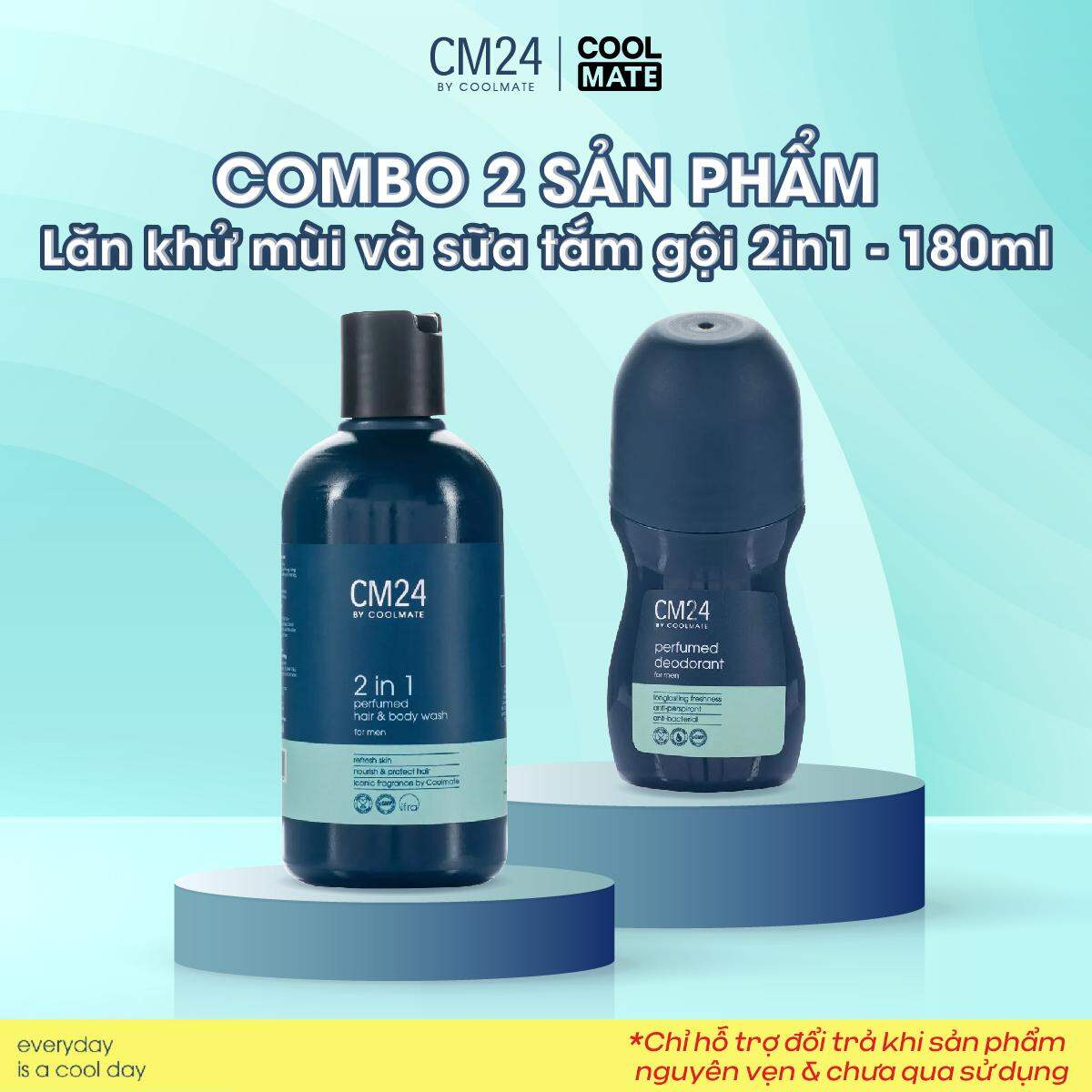 Combo lăn khử mùi và sữa tắm gội 2in1 180ml hương nước hoa thương hiệu CM24