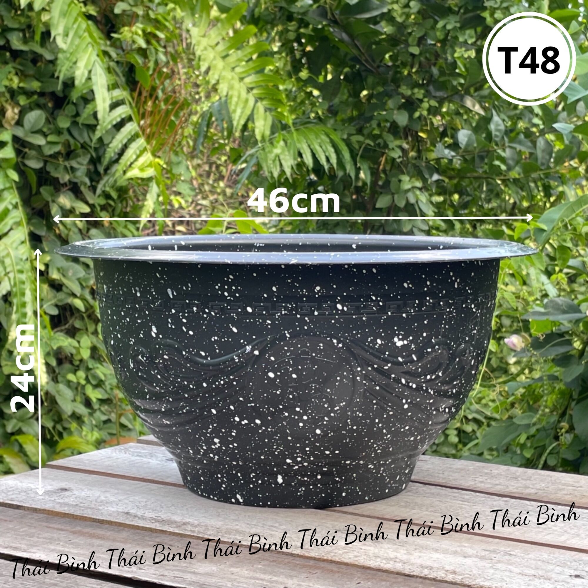 Chậu nhựa truyền thống t48 đá đen - chậu nhựa thái bình