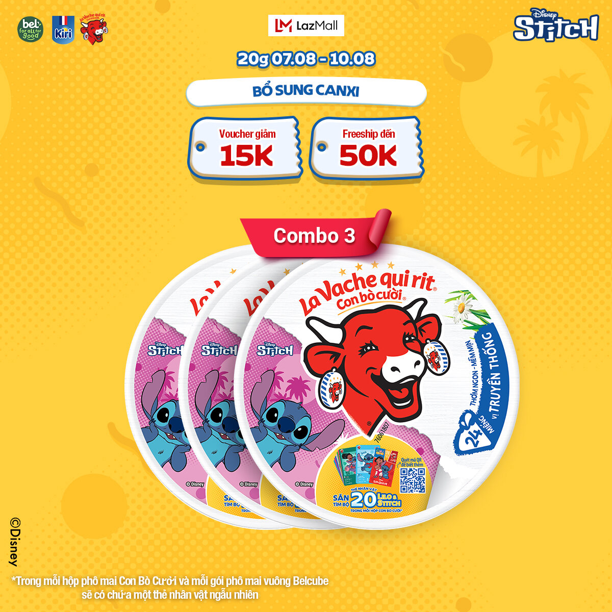 Combo 3 Phô mai Con Bò Cười 24 miếng 336G