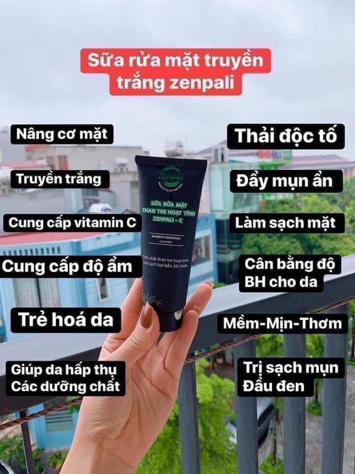 Sữa Rửa Mặt Than Tre Hoạt Tính Zenpali C 60Ml Giúp Ngừa Mụn Trắng Da Nâng Cơ Se Khít Lỗ Chân Lông