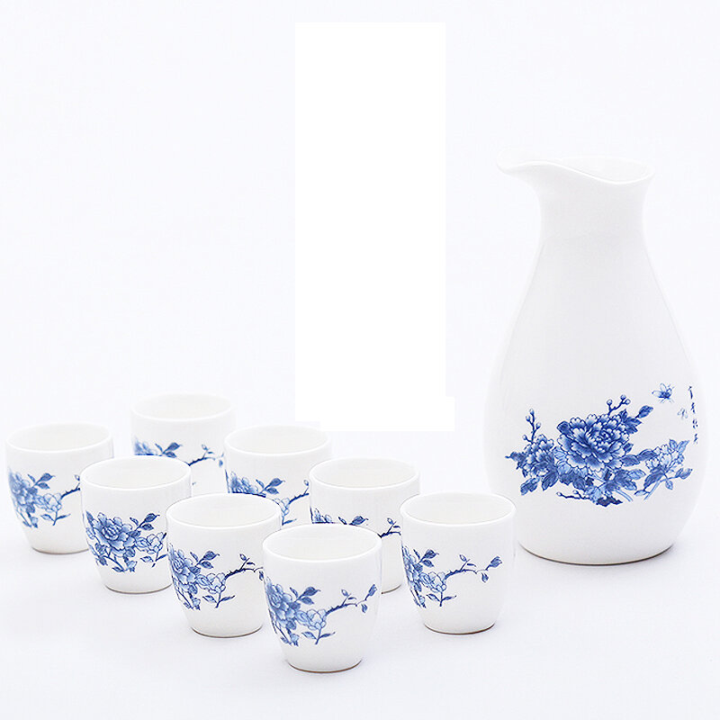 Ly Rượu Gốm Sứ Sứ Sứ Hằng Đường Set 9 Món Ly Rượu Trắng Ly Rượu Nhỏ Bình Rượu Giả Cổ Dụng Cụ Chia Rượu Tỉnh Rượu Mạnh Sake Cổ