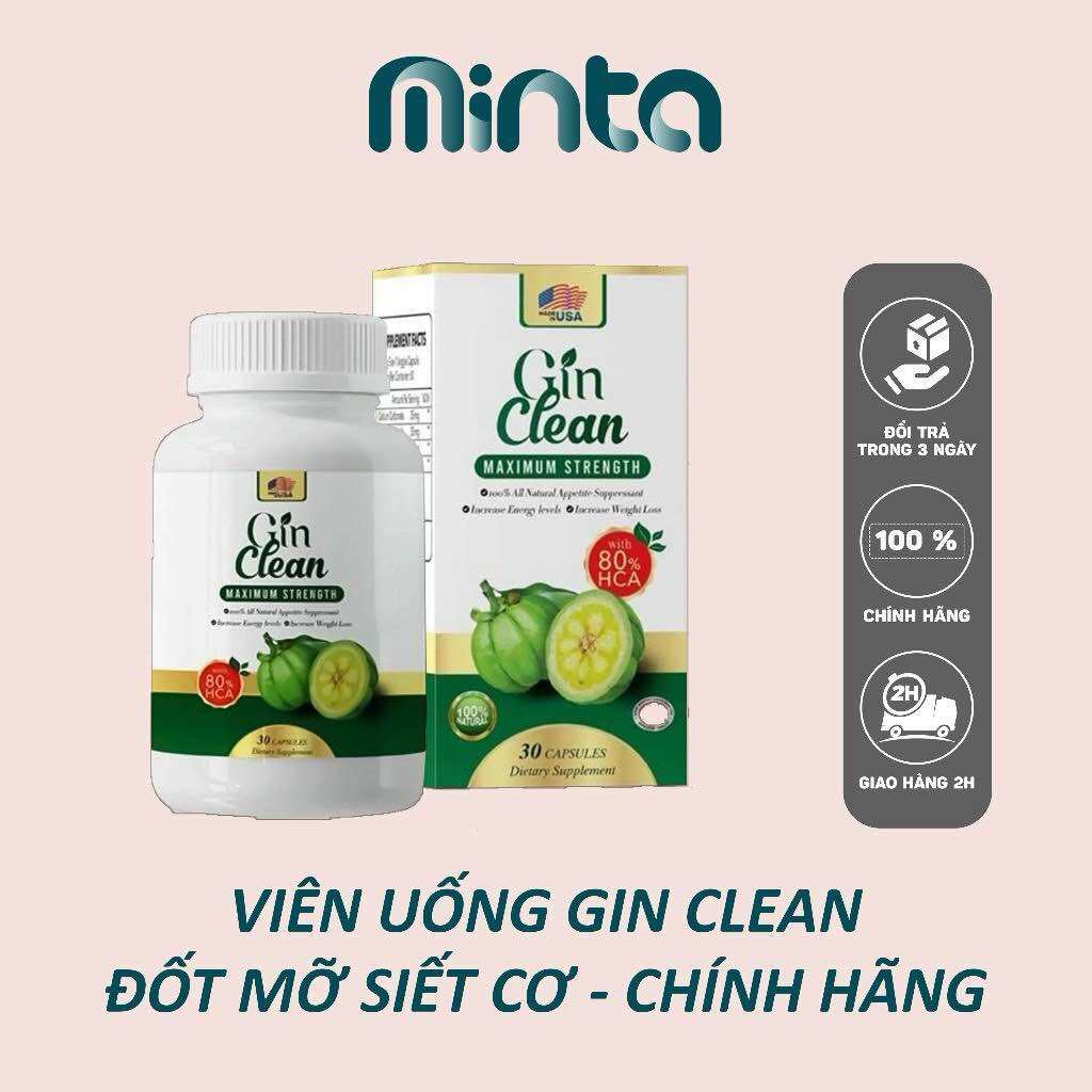 Viên Uống GIN CLEAN [CHÍNH HÃNG] Giảm Cân An Toàn Đốt Mỡ Siết Cơ Made In USA Hộp 30 viên