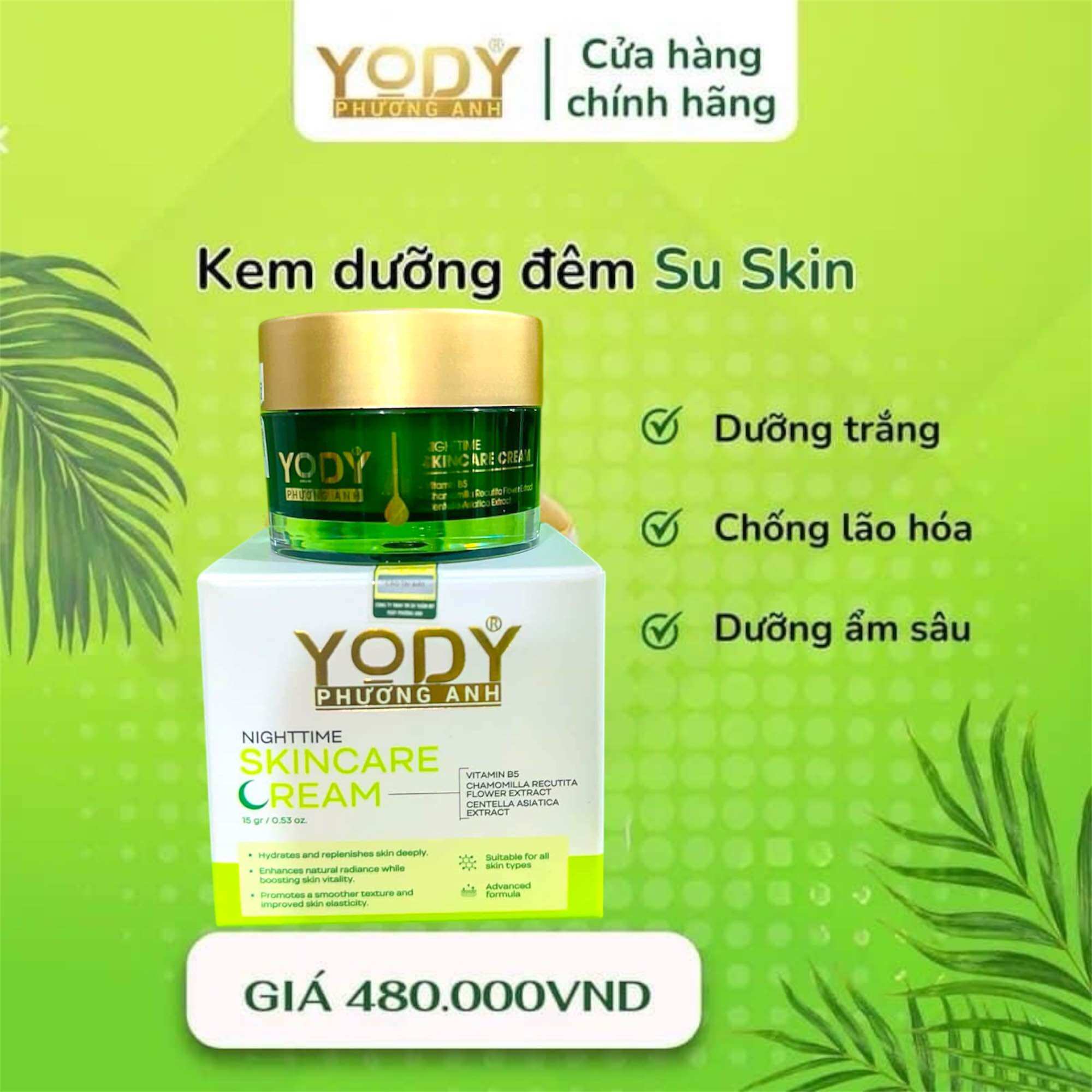 Combo dưỡng phục hồi trắng da ( chống nắng quang phổ rộng,kem ngày 3x, kem đêm , serum phục hồi) Yody phương anh