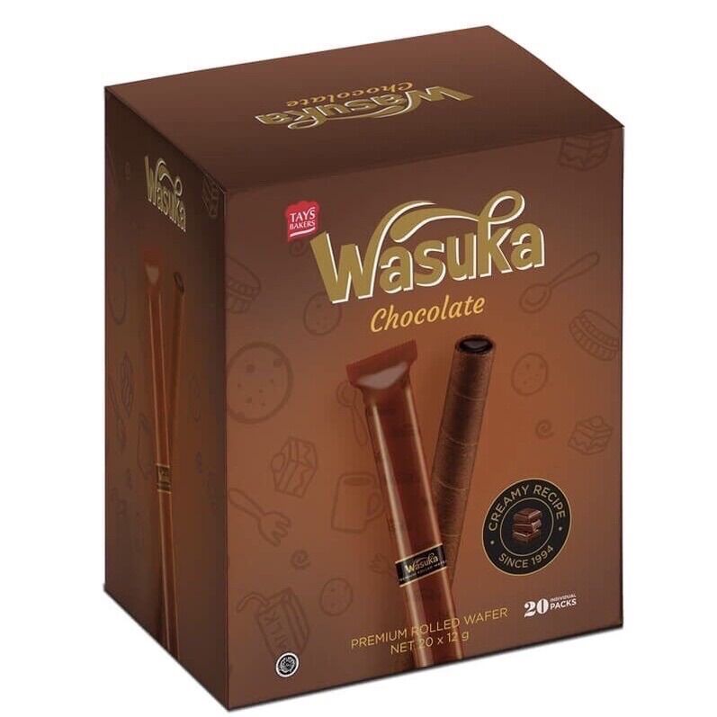 Hộp 20 thanh Bánh quế Wasuka nhân Socola