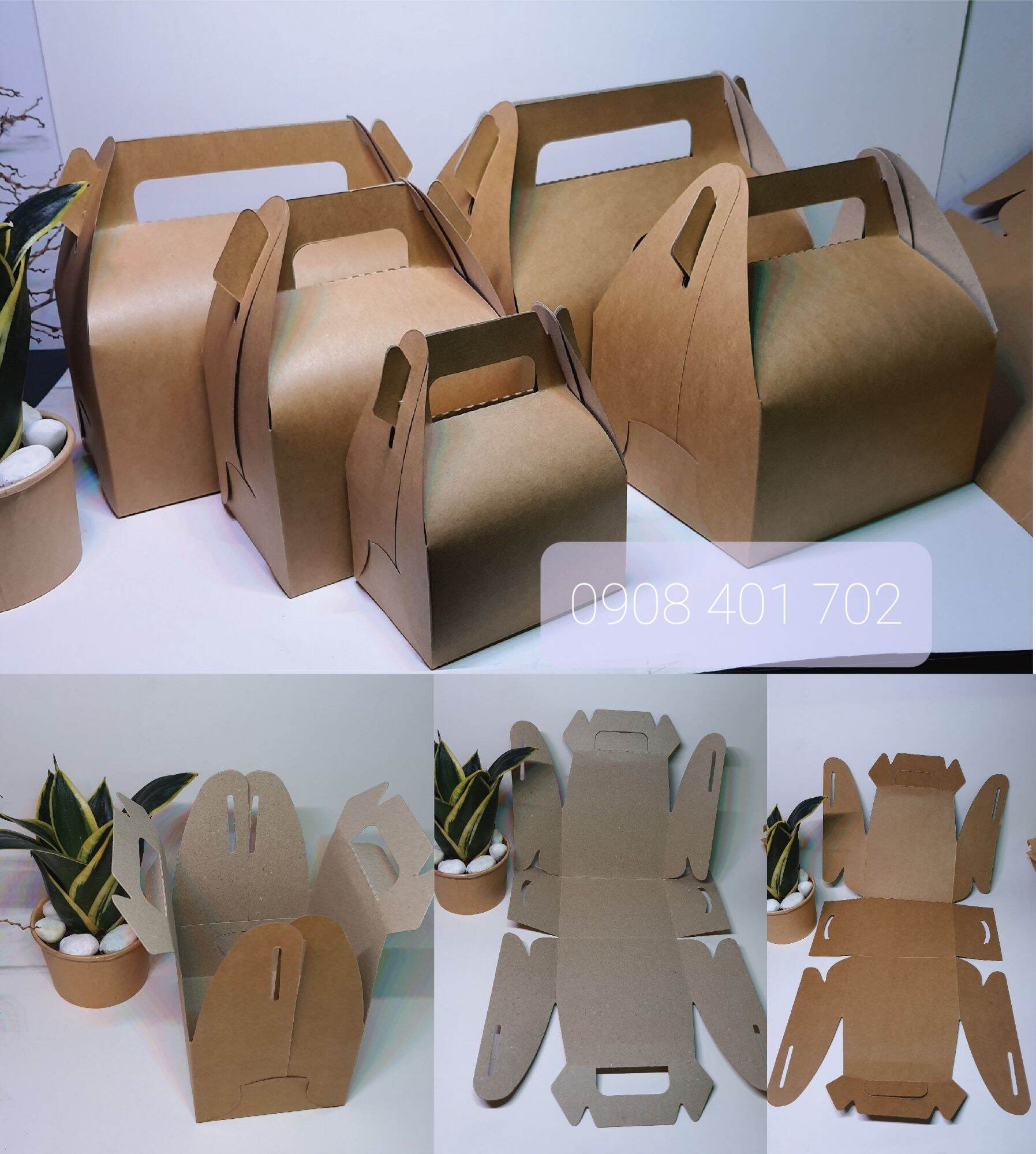 Hộp giấy kraft có quai xách