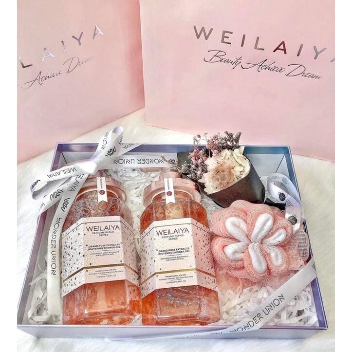 Sữa tắm trắng da cánh hoa hồng tươi weilaiya grand rose extracts whitening shower gel