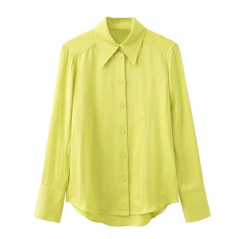Made in Morocco - Áo Sơ Zara Mi Vải Lụa Satin Kiểu Cổ Điển
