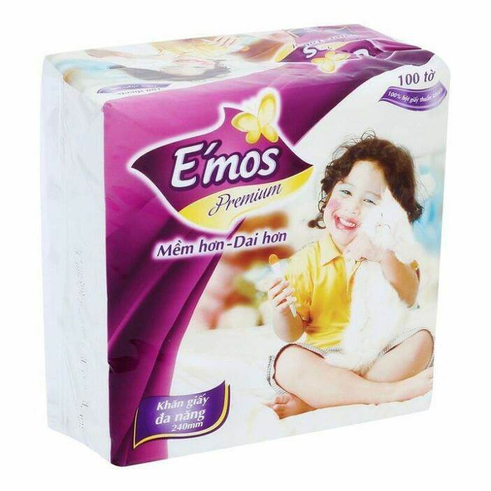 Khăn giấy vuông đa năng emos premium e'mos 100 tờ