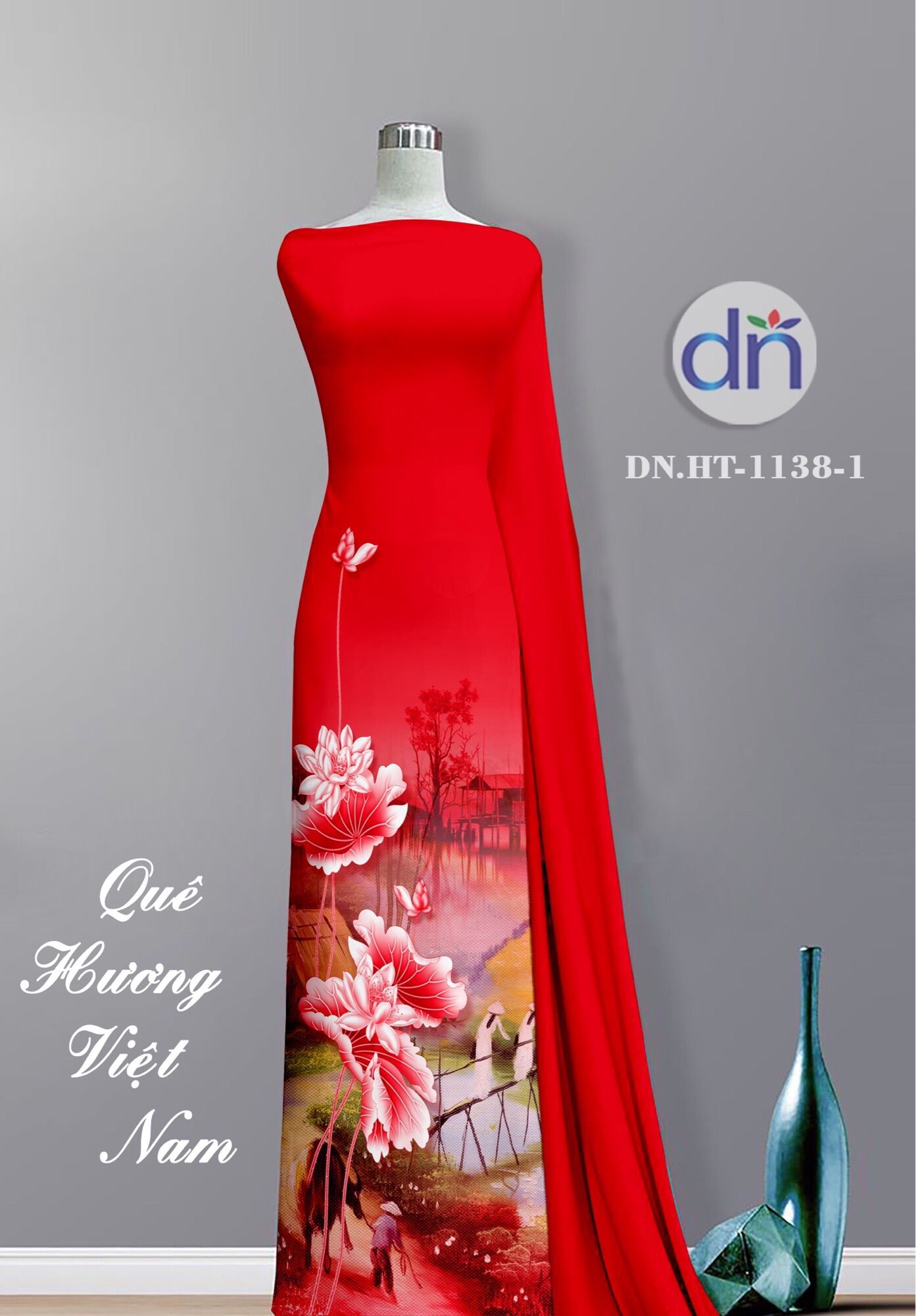 Vải áo dài hoa sen