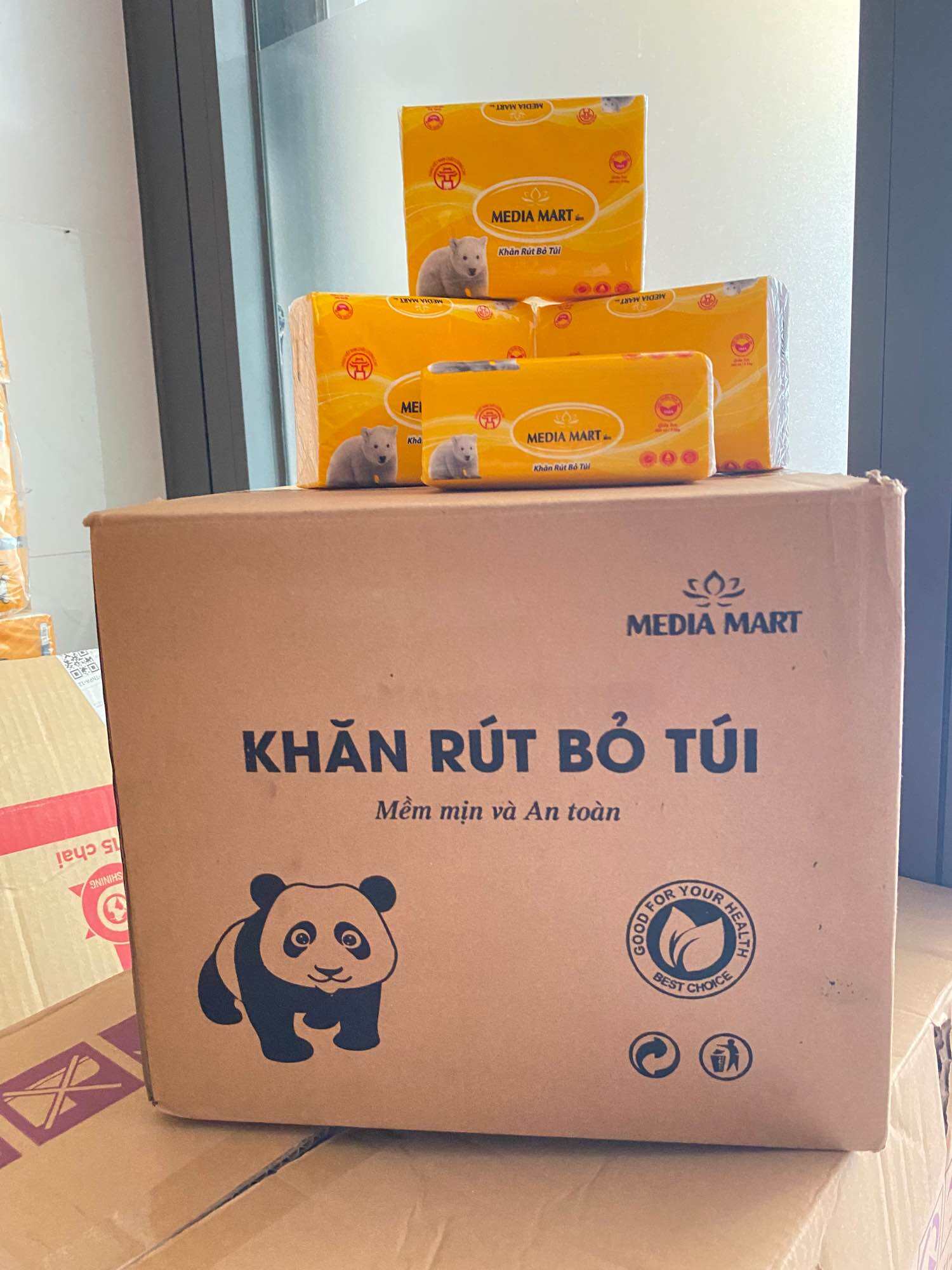 THÙNG 30 GÓI GIẤY ĂN MEDIA GẤU, 300 TỜ 4 LỚP, GIẤY LAU ĐA NĂNG MỀM MỊN DAI