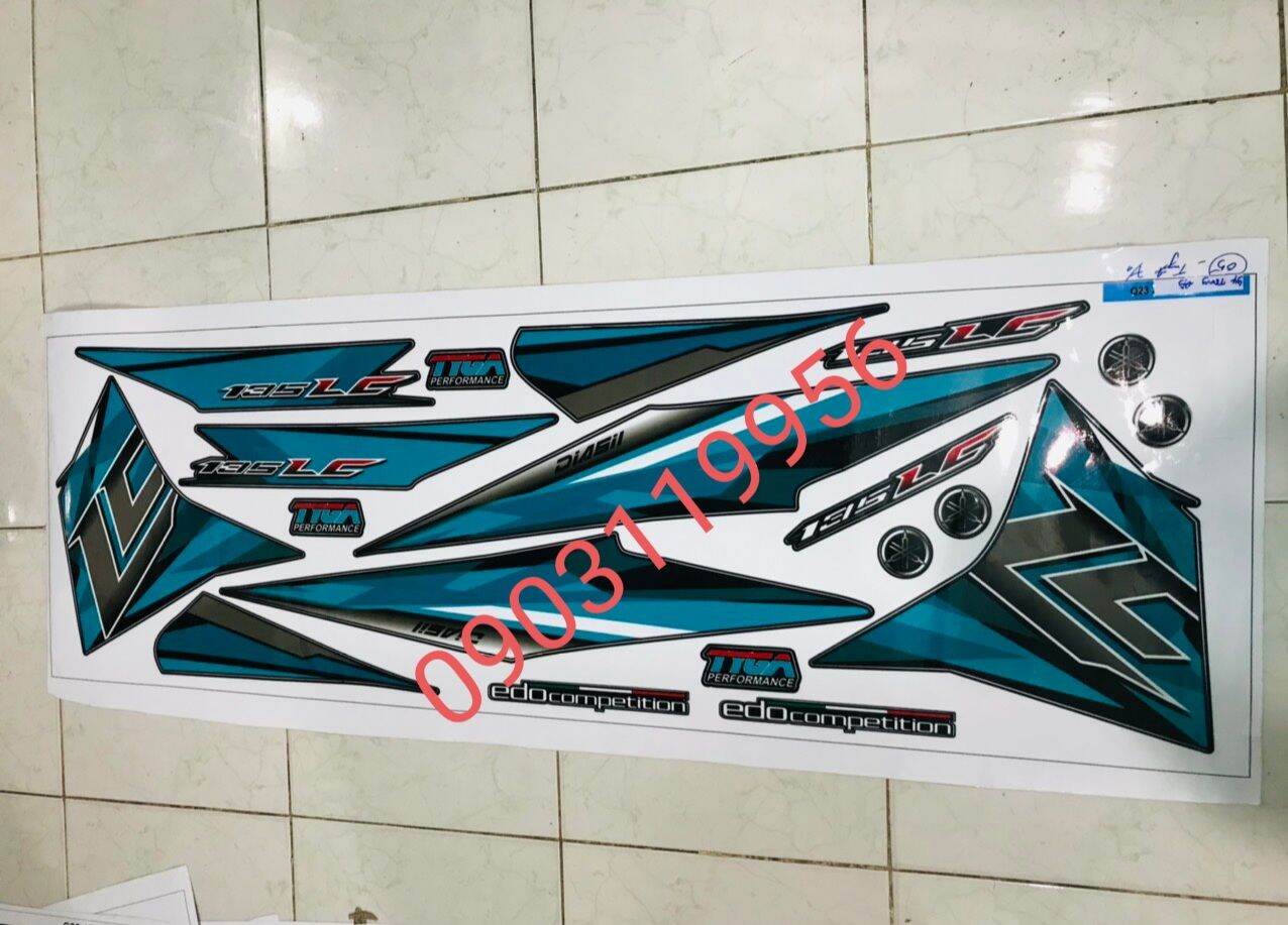 Tem rời exciter 135 đen phối xanh lc