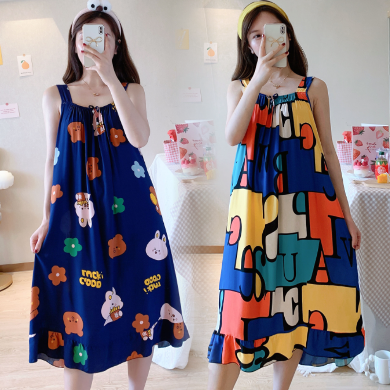 Duoduo's pajamas》 Seamless Full Slip Dress For Women Summer Thin Ice Silk  Petticoat Underskirt Sleeveless Strap Nightgown Vest Inner Dress M-3XL - Bộ  quần áo ngủ