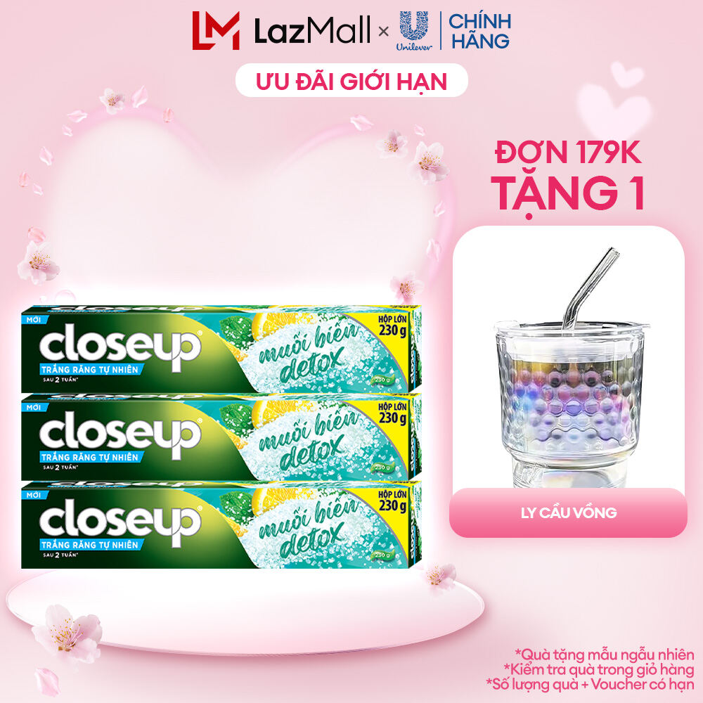 Combo 3 Kem Đánh Răng Closeup Giúp Làm Trắng Răng Tự Nhiên Sau 2 Tuần Với Chiết Xuất Chanh Và Muối B
