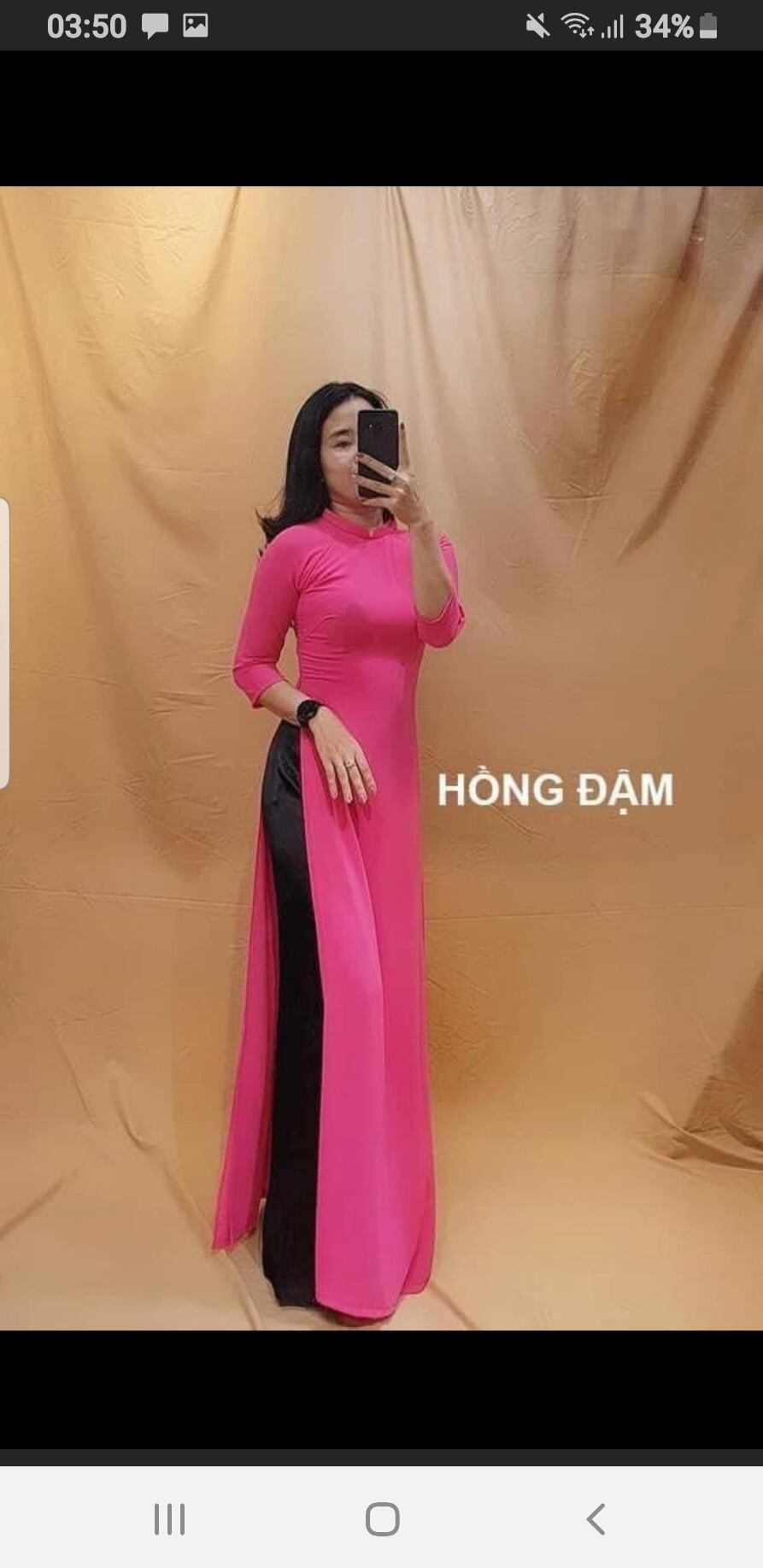 áo dài trơn may sẵn hồng sen