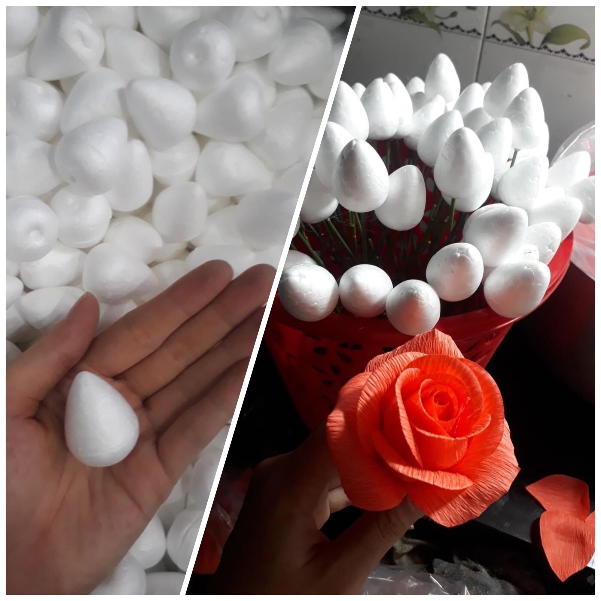 100g nụ Hồng xốp Size 2.5cm~250 nụ