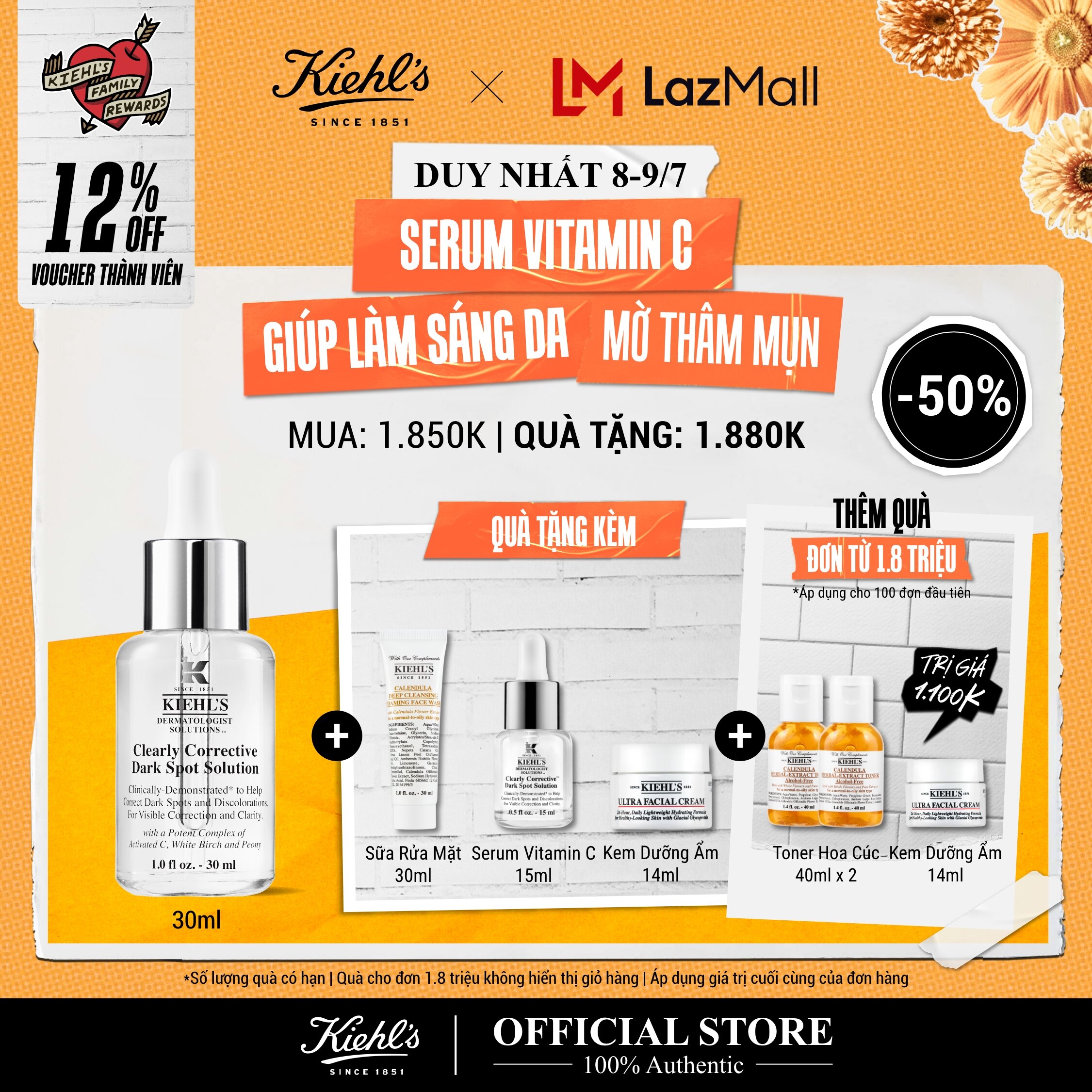 Nước cân bằng Hoa Cúc Kiehl's Calendula Herbal Extract Alcohol-Free Toner 500ML