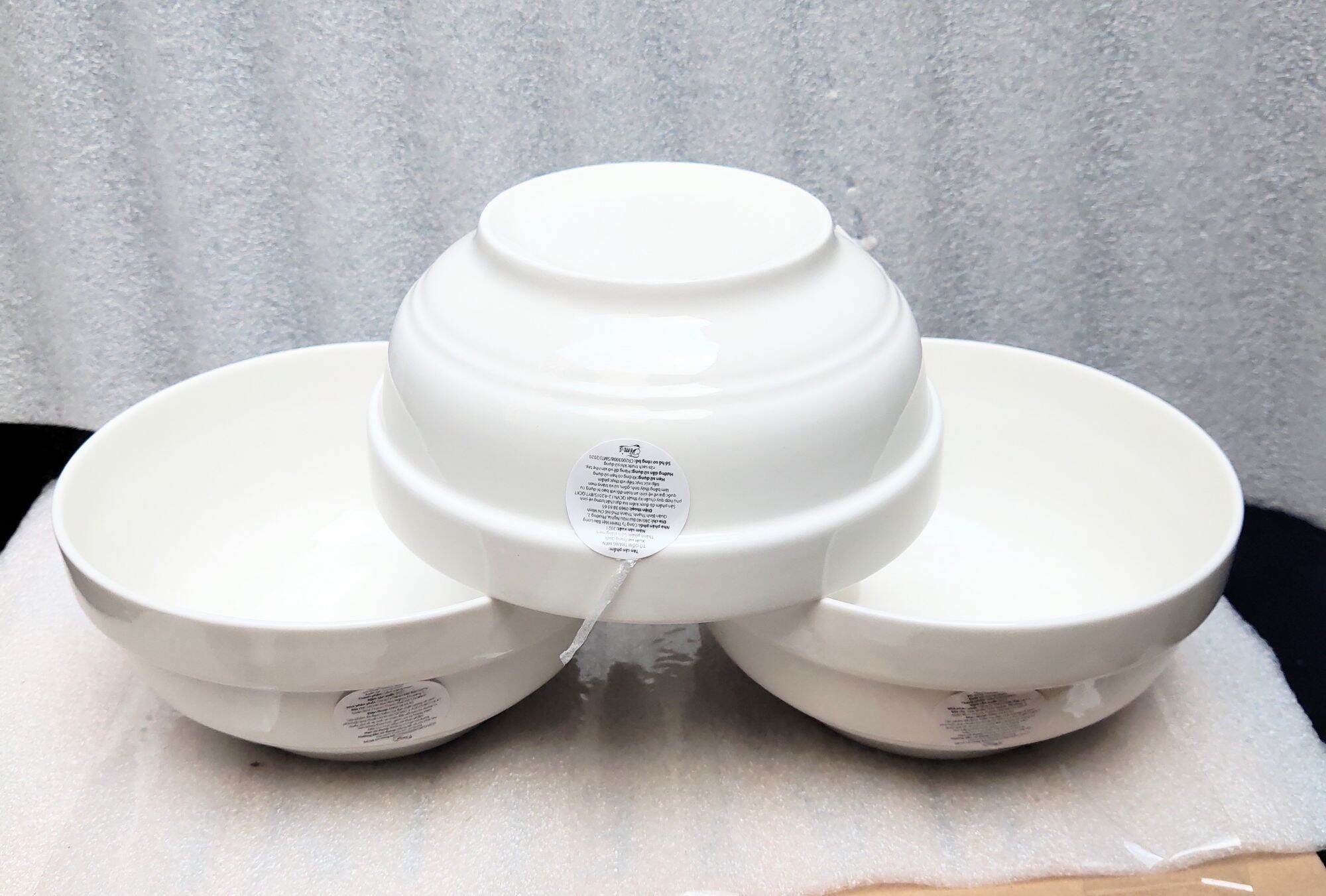 (̣HCM) Combo 2 Tô sứ trắng 20cm / 18cm / 15cm có ngấn