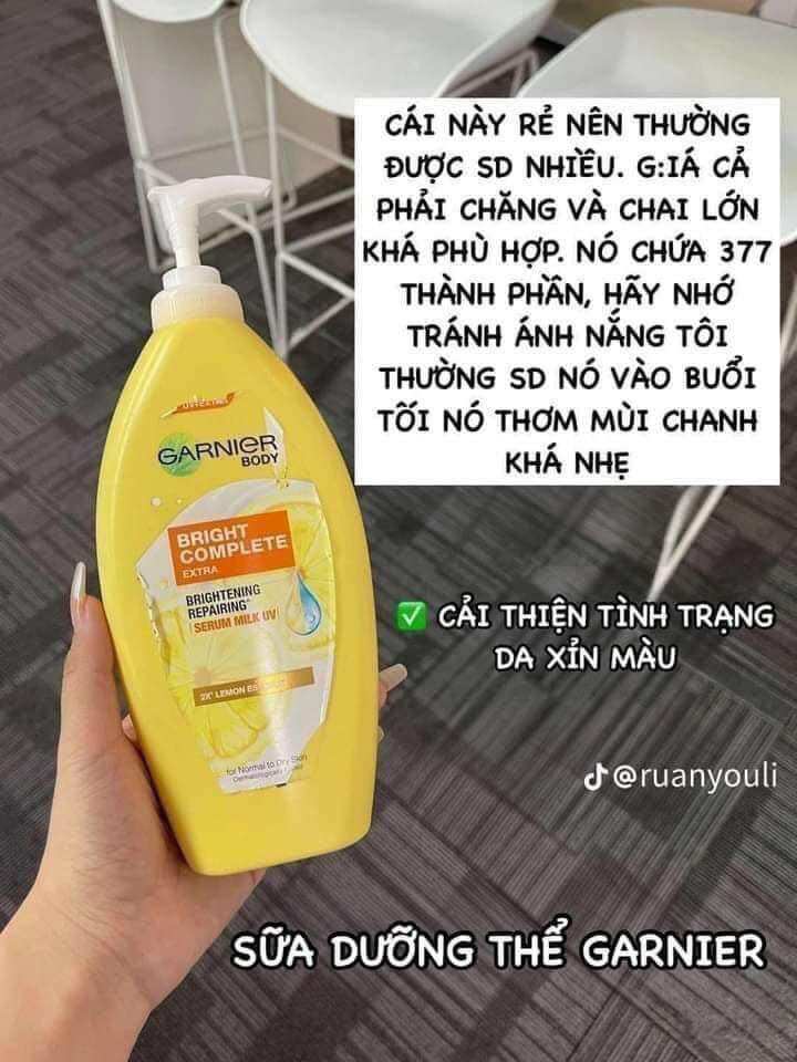 Set 2 chai sữa dưỡng thể Garnier thái lan