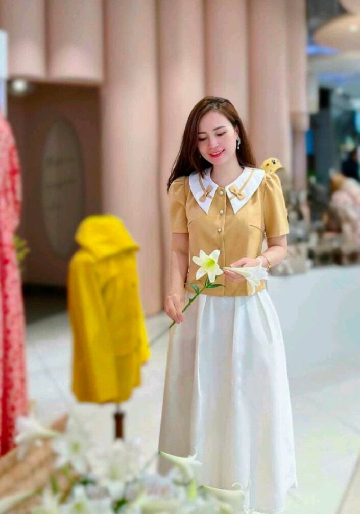 Áo Kiểu Nữ Công Sở Đính Nơ Tay Ngắn