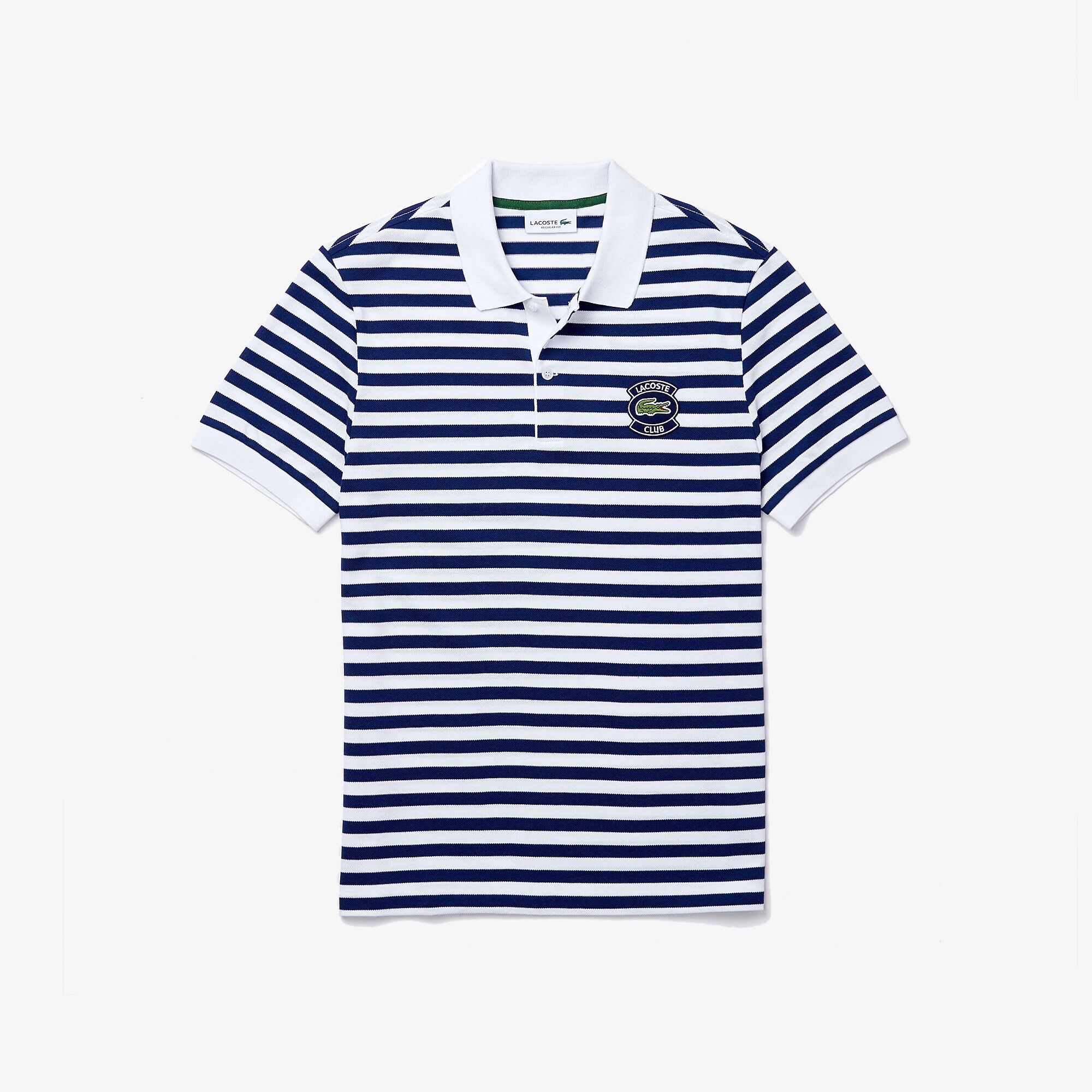 POLO Lacoste Badge Regular Fit Striped Cotton Piqué