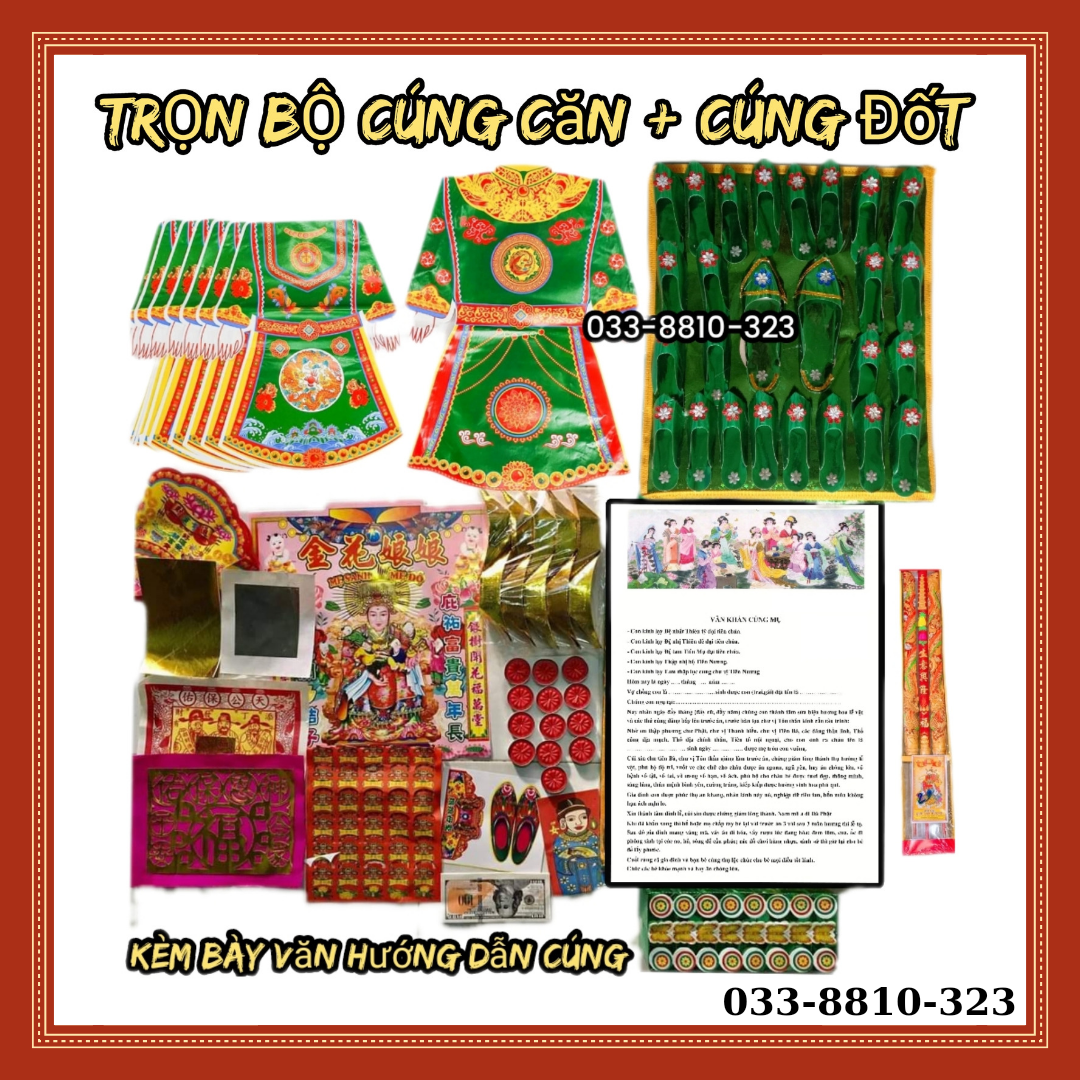 Trọn bộ đồ cúng căn + cúng đốt, 3,6,9,12 tuổi, tặng kèm bày văn khấn