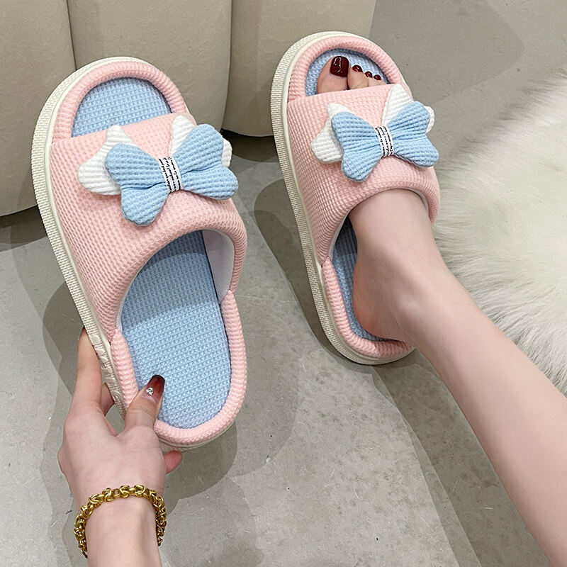 Dép Lê Vải Lanh Nữ Mùa Hè Dép Lê Vải Lanh Cotton Bốn Mùa Cặp Đôi Đi Trong