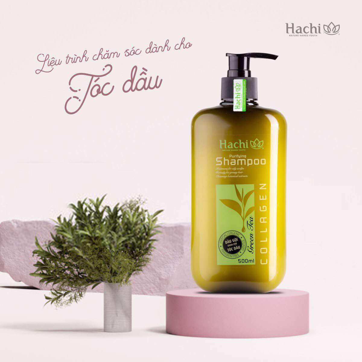 Dầu gội đầu Hachi 500 mL trà xanh dành cho tóc dầu