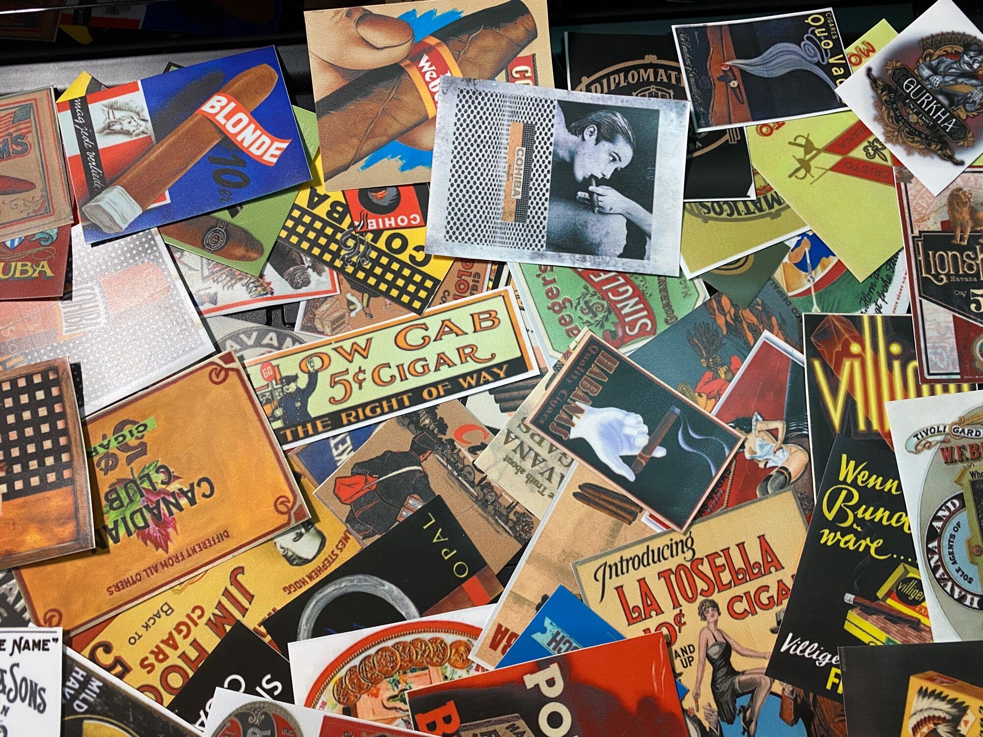Set 50 stickers chống thấm nước chủ đề cigars cổ điển retro vintage