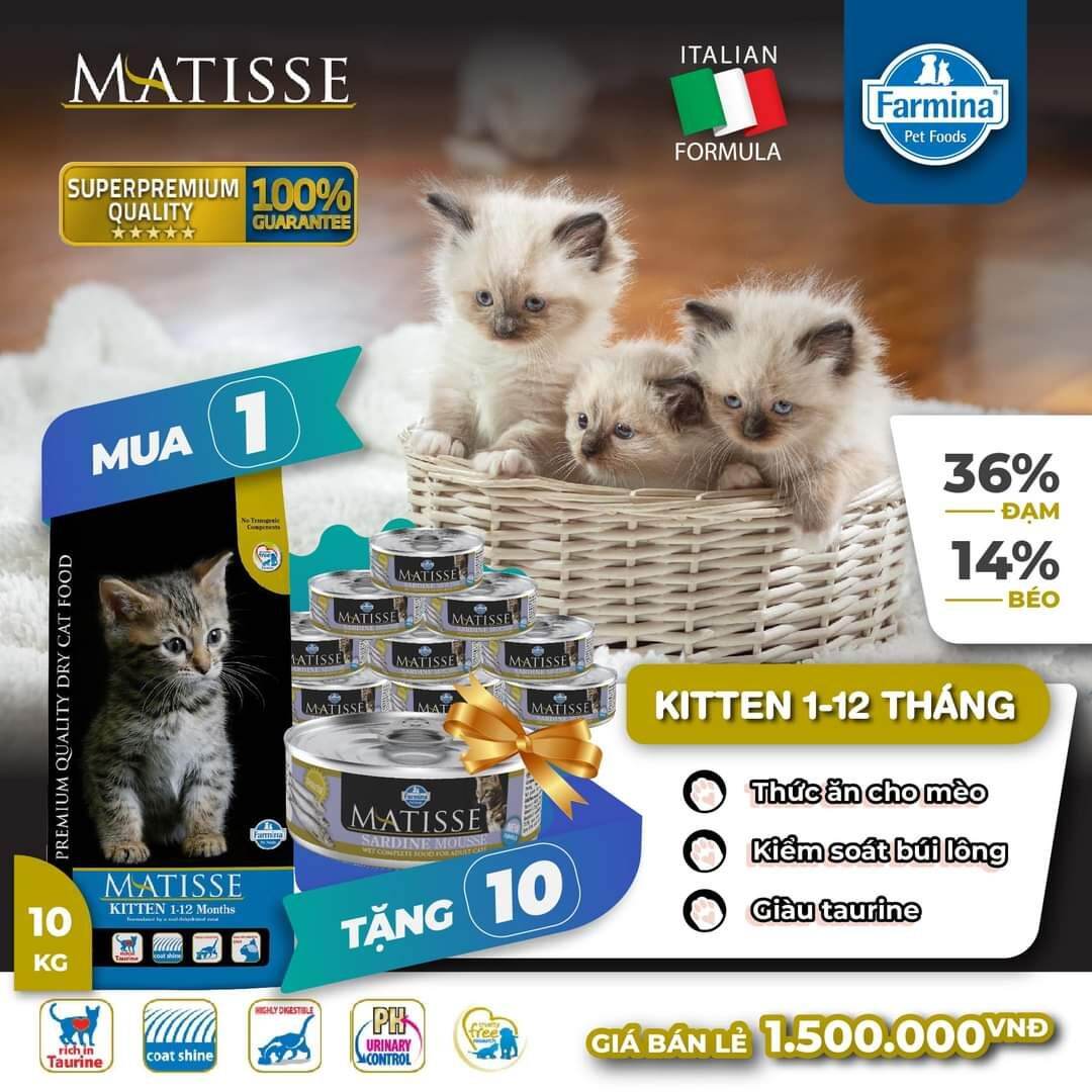 - Hạt Khô thức ăn mèo Matisse cho mèo trưởng thành và mèo con bao 10kg