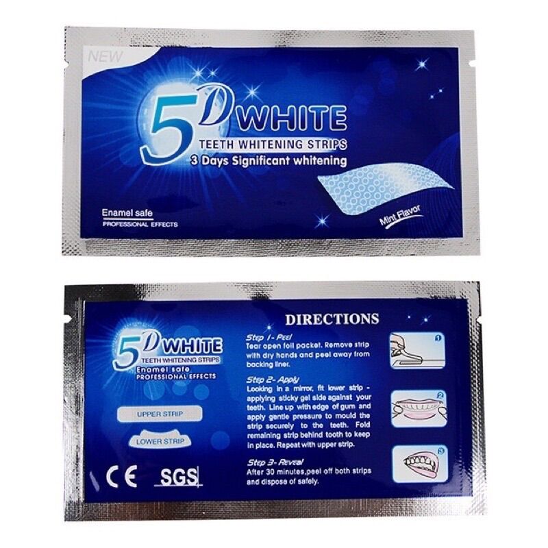 Miếng dán trắng răng tiện lợi 5D White Teeth Whitening Strips
