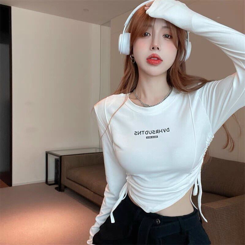 ÁO CROPTOP TAY DÀI RÚT DÂY XINH ĐẸP RD33