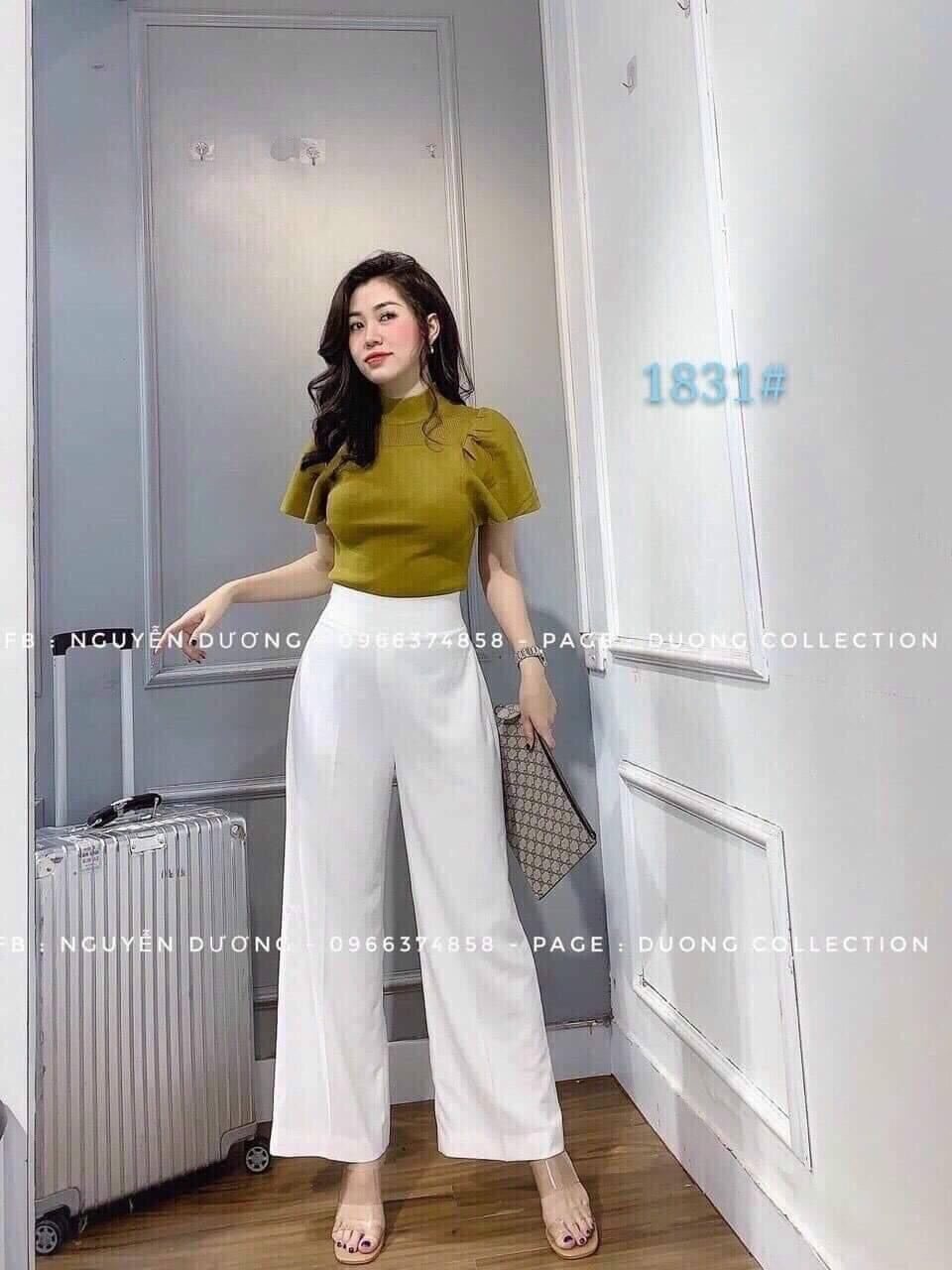 Quần xuông ống rộng khoá sườn