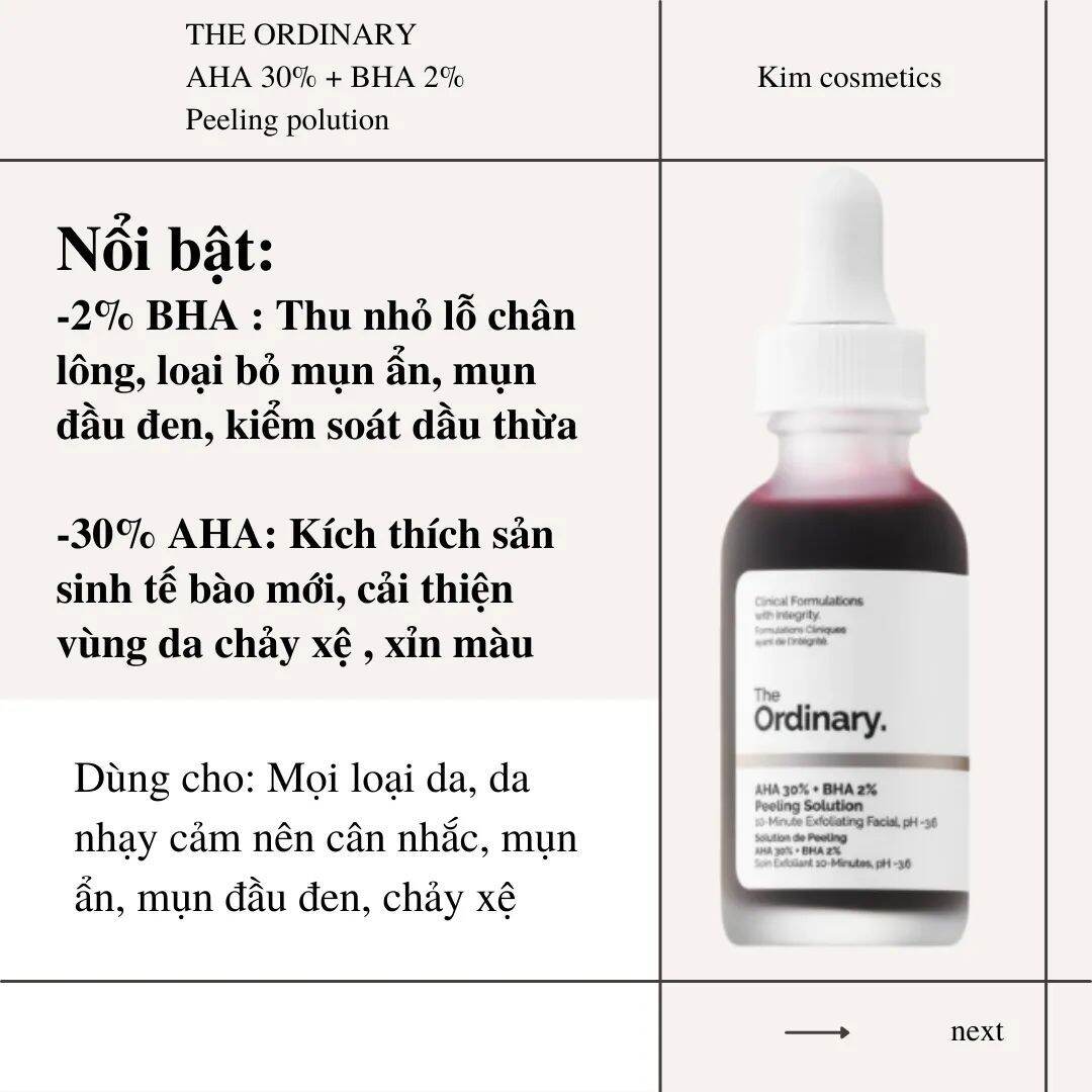 Peel Da Sinh Học The Ordinary AHA30% - BHA2% Peeling  Solution 35ml