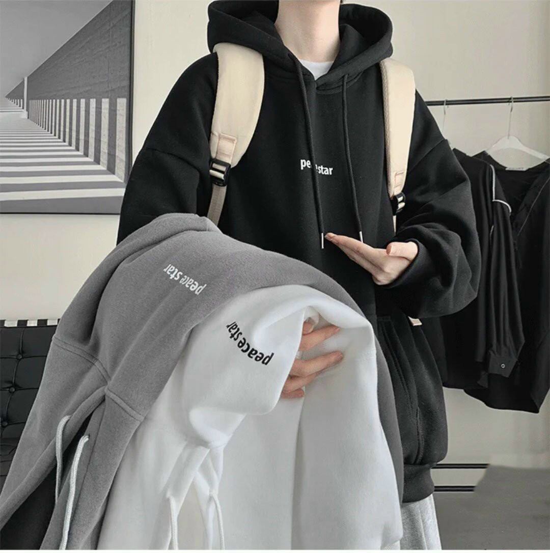 Áo hoodie nam nữ unisex cặp đôi form rộng nỉ cotton dày dặn thêu chữ nổi cute hàn quốc khoác chống nắng có mũ: