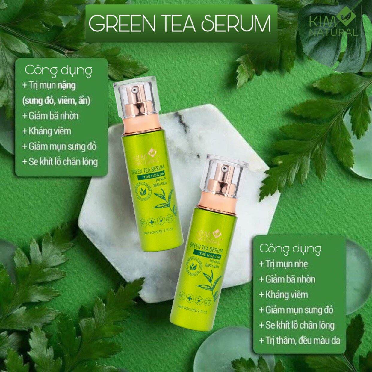Tinh chất trà xanh tái tạo da vip kim natural