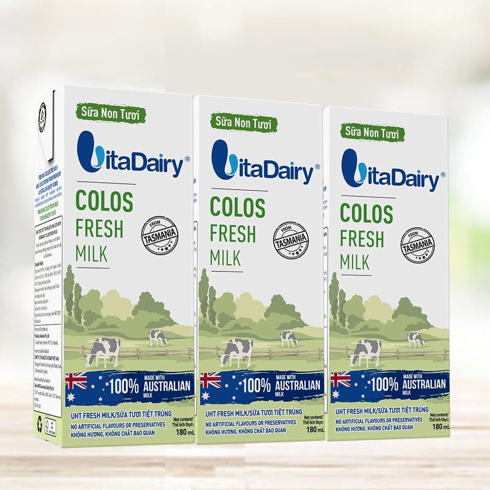 [Thùng 24 hộp _TRỢ GIÁ]Sữa non tươi VitaDairy Colos Fresh Milk 180ml