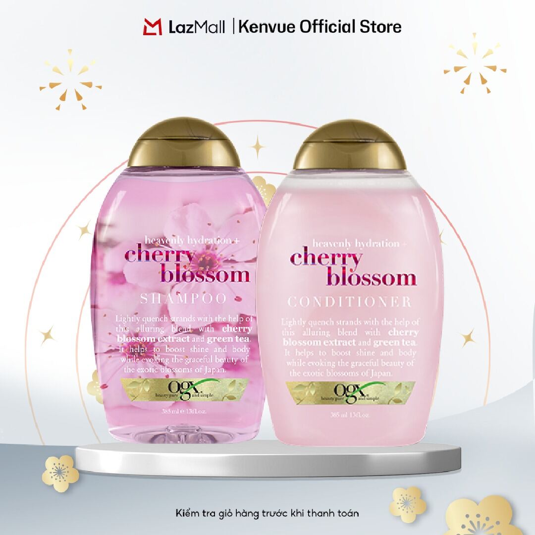Combo 2 Chai Dầu Gội Và Xả Tóc OGX Chiết Xuất Bạch Đàn Bạc Hà/Hoa Anh Đào - Dung tích 385ml/chai